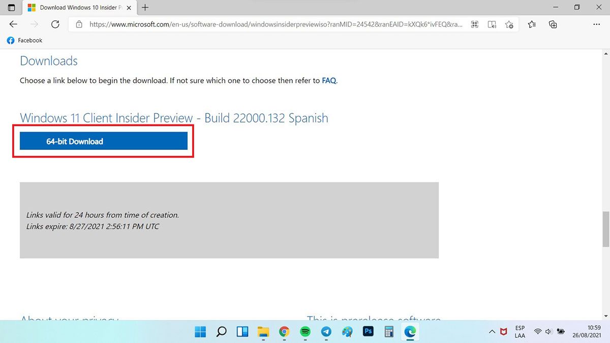 descargar la ISO oficial de Windows 11 boton descargar