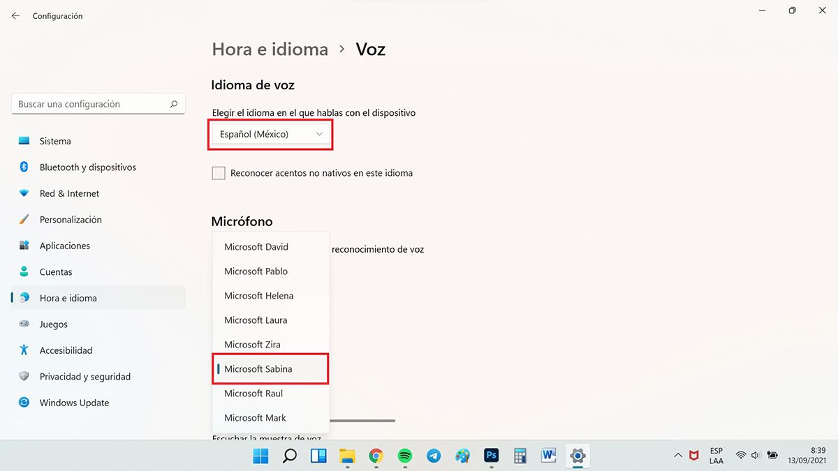 escribir con tu voz en windows 11 configuracion idioma y voz
