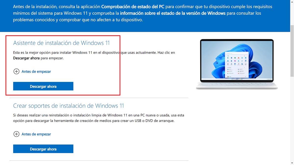 como forzar la actualizacion de Windows 10 a Windows 11 asistente de instalacion