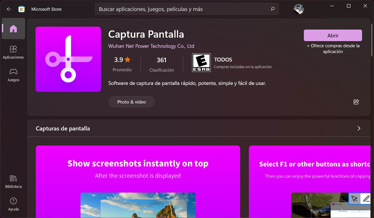 Captura Pantalla app para Windows 11