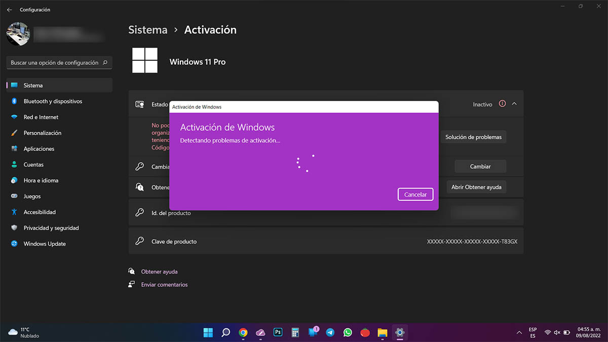 Detectando problemas de activacion Windows 11