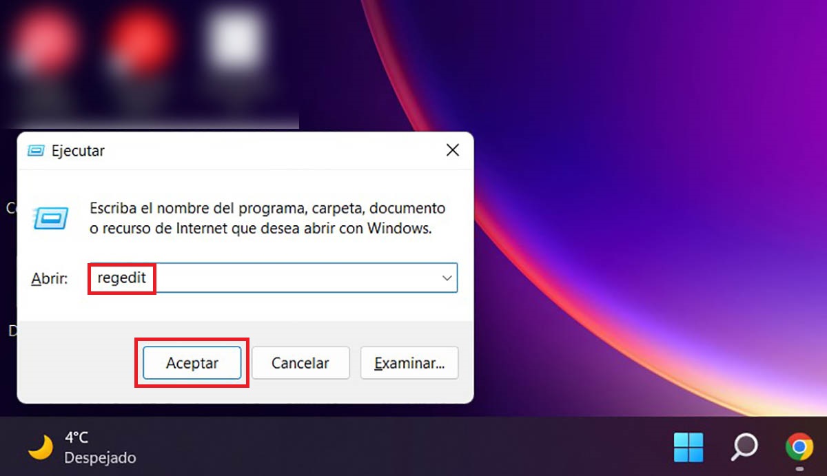 Entrar al editor del registro de Windows 11