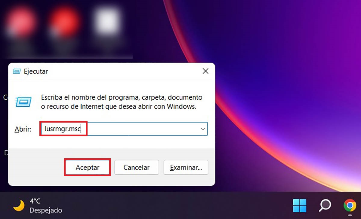 Entrar en el administrador de usuarios de Windows 11