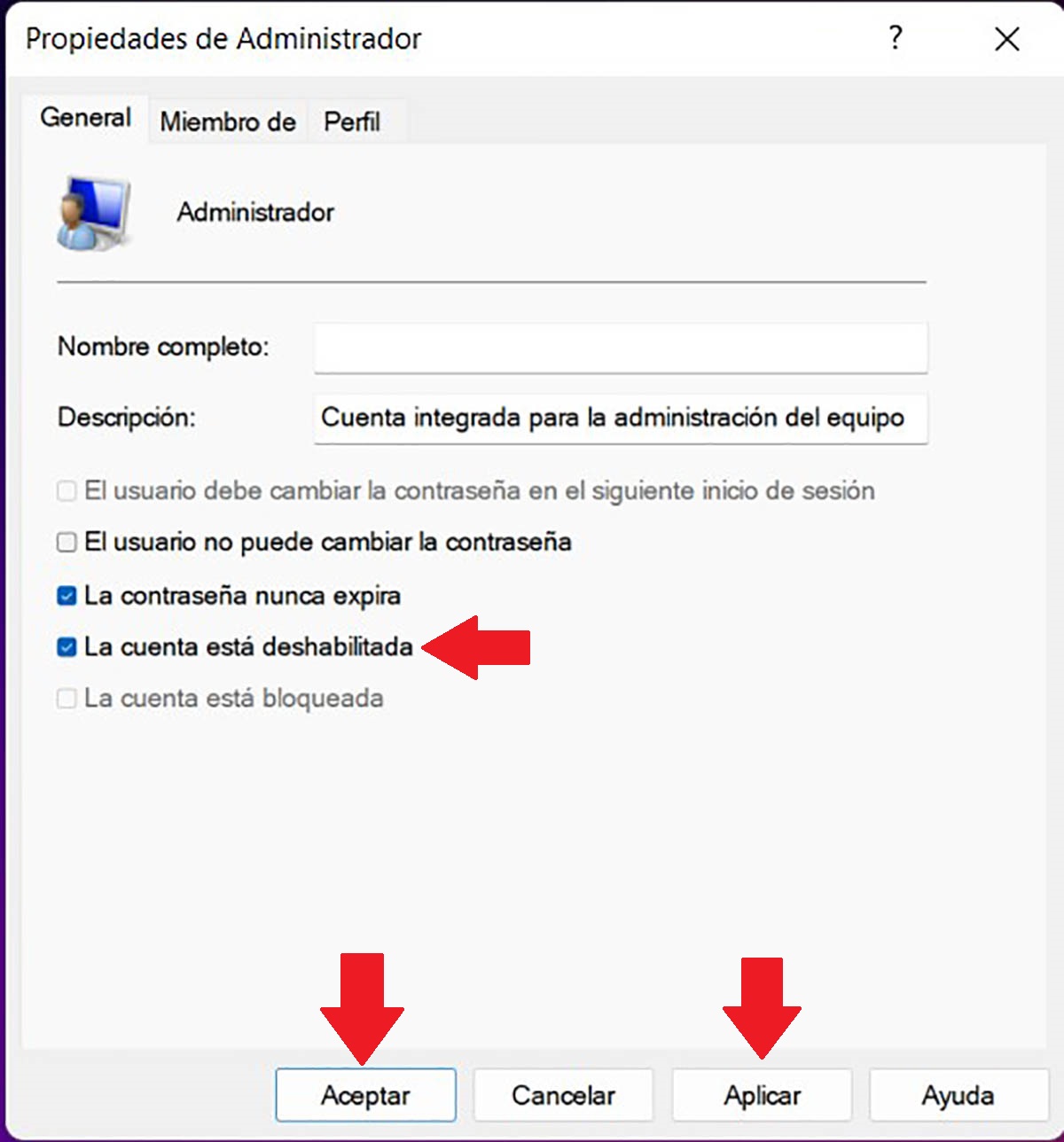 Habilitar cuenta Administrador en Windows 11