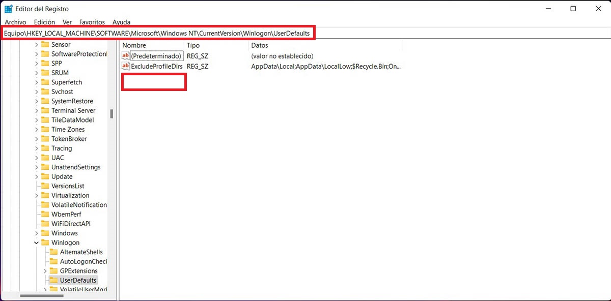 Ver usuarios de Windows 11 en el Editor del registro
