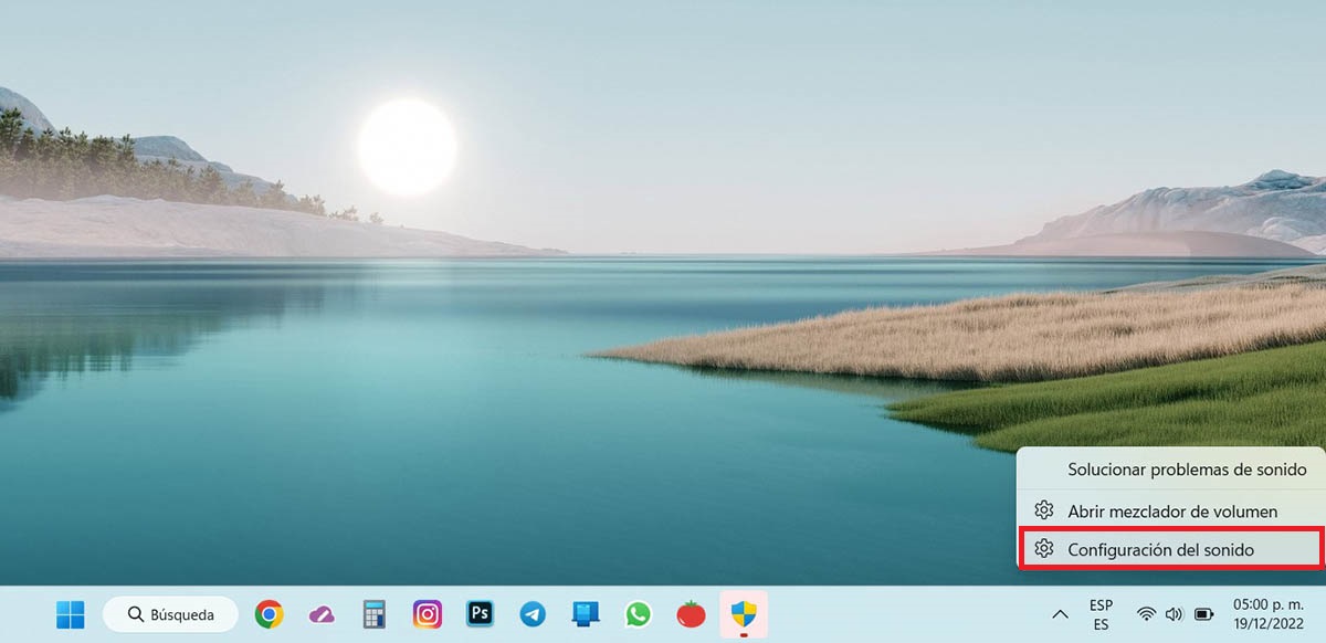Abrir la configuración del sonido en Windows 11