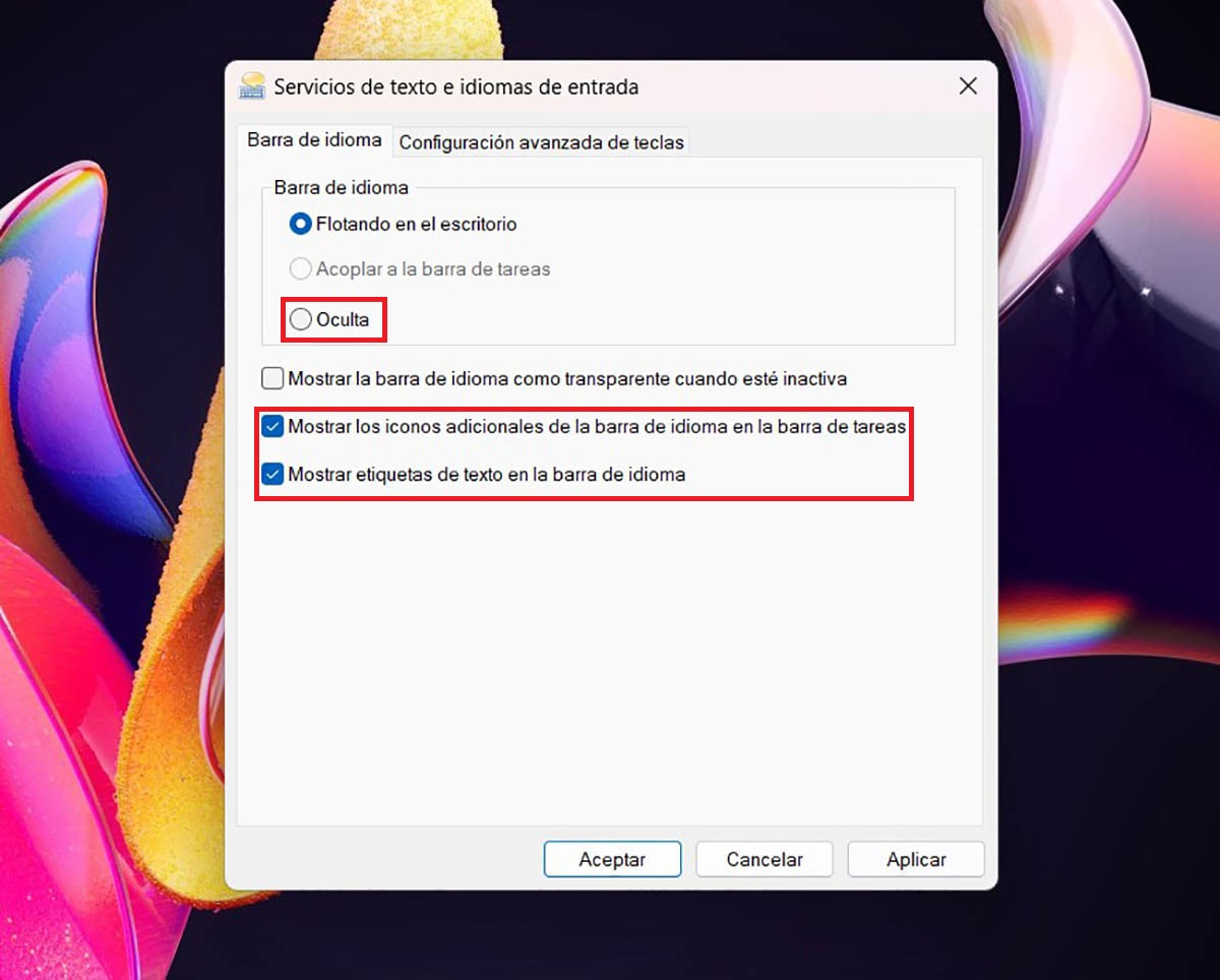 Desactivar barra de idiomas en Windows 11