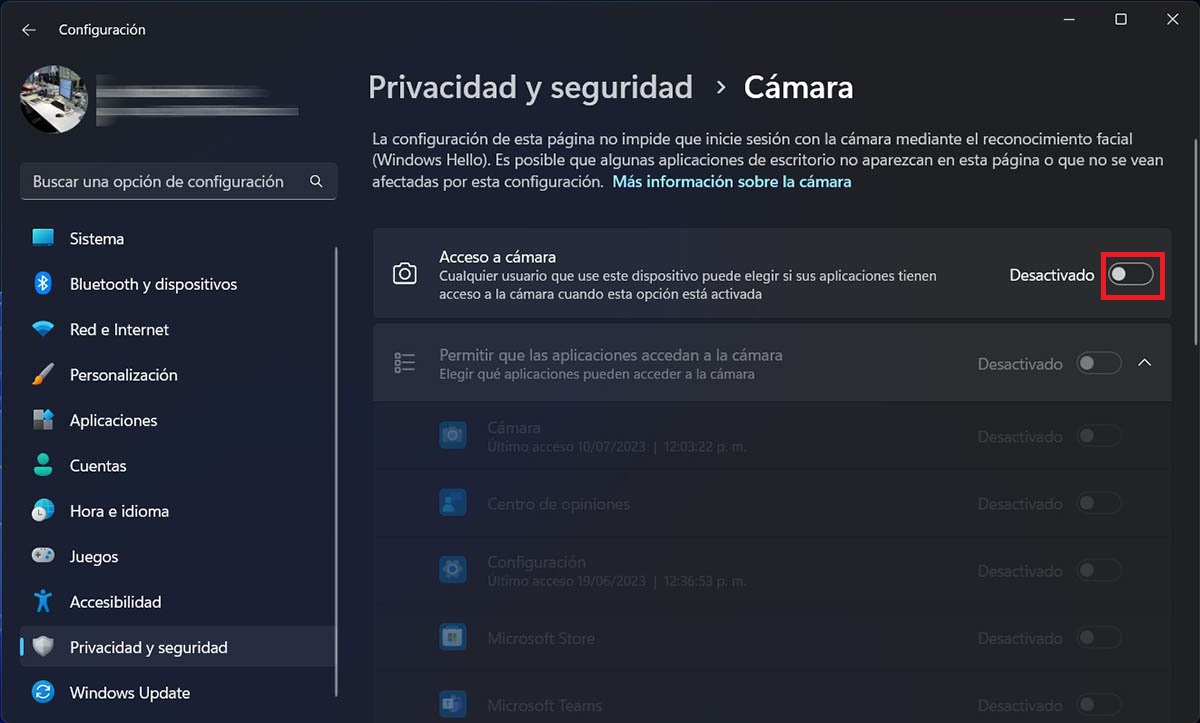 Activar webcam en Windows 11