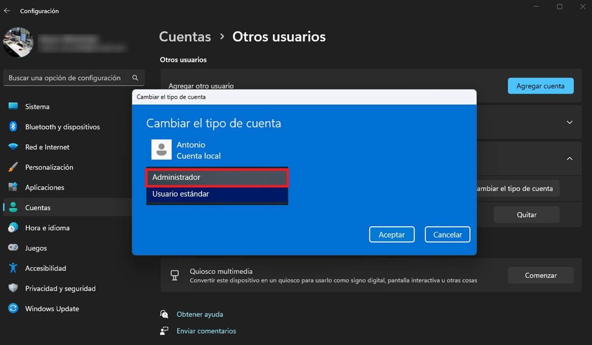 Otorgar privilegios de administrador a una cuenta en Windows 11