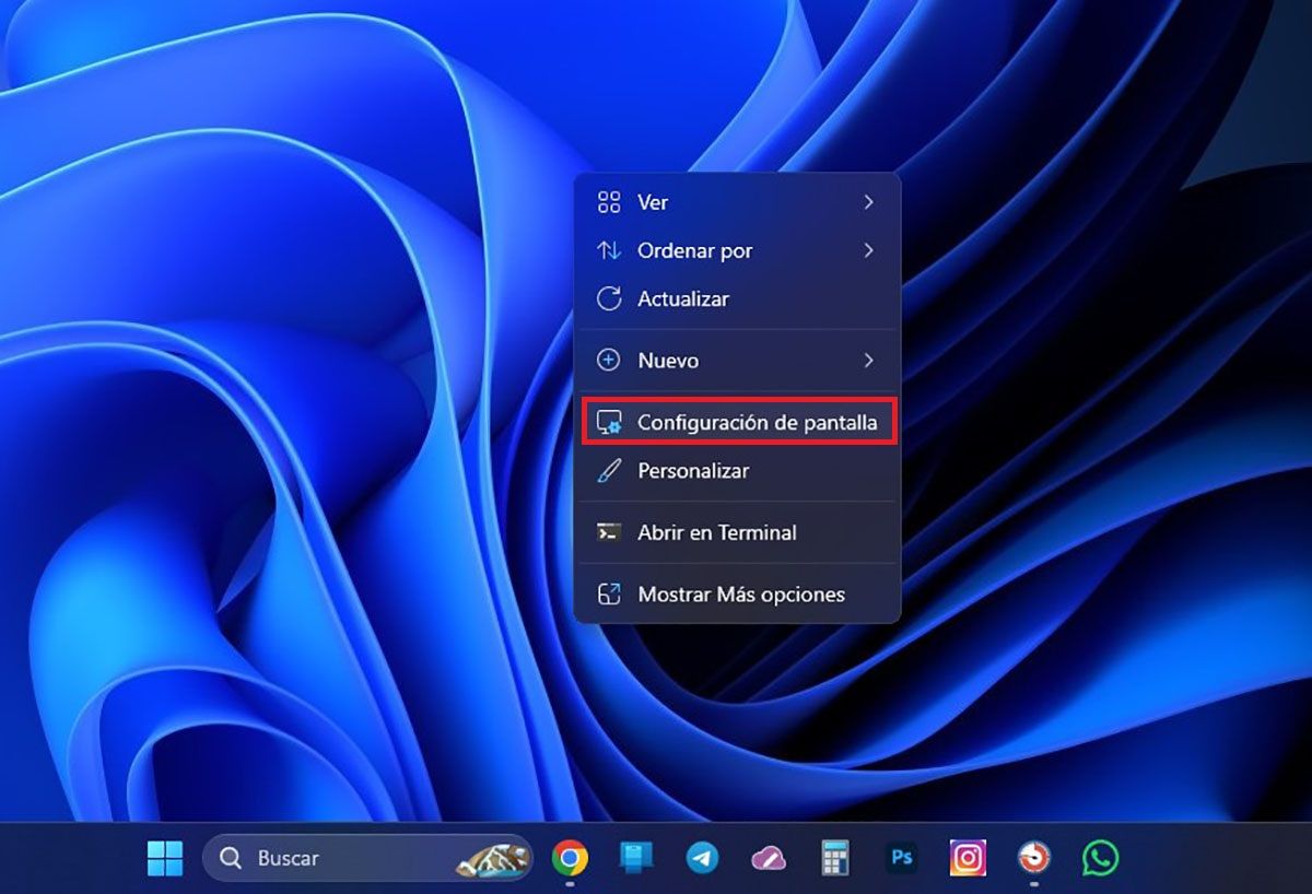 Acceder a la configuracion de la pantalla en Windows 11