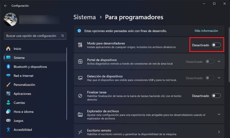 Cómo habilitar el modo para desarrolladores en Windows 11