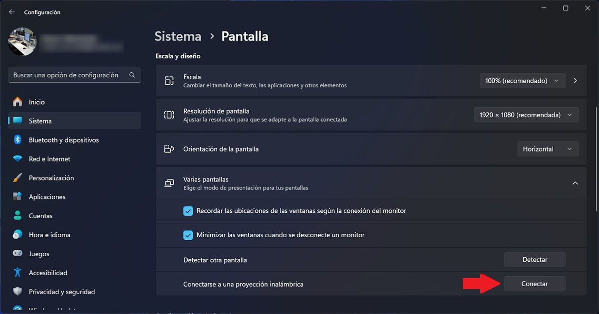 Conectarse a una proyección inalámbrica Windows 11