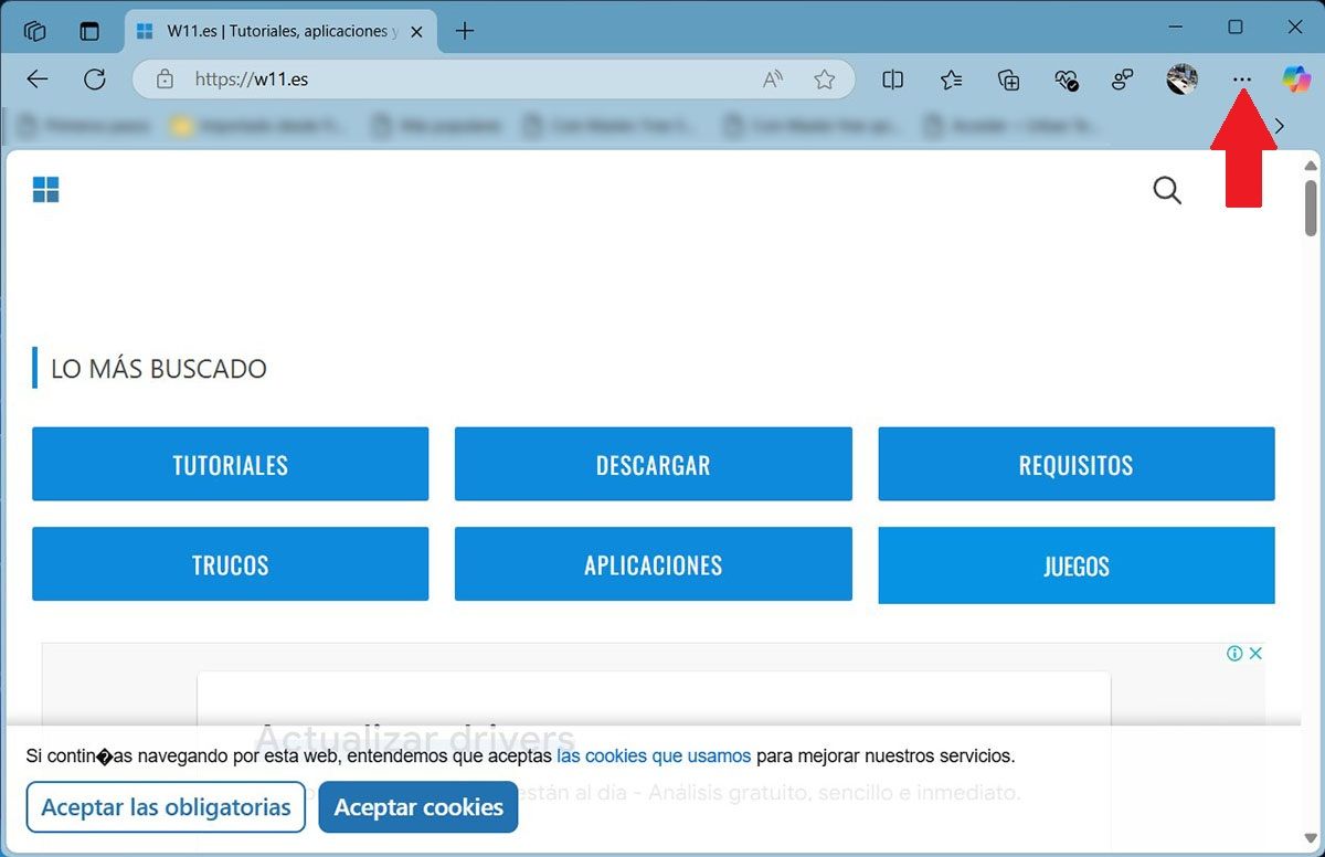 Abrir opciones de Microsoft Edge