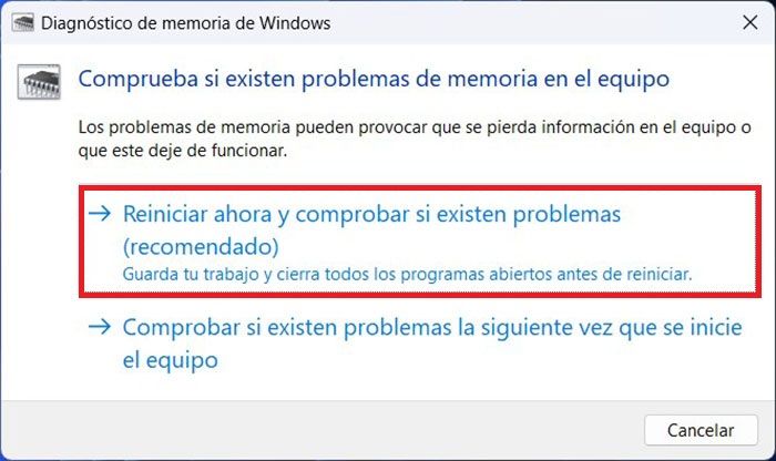 Comprobar si existen problemas de memoria en el equipo Windows 11