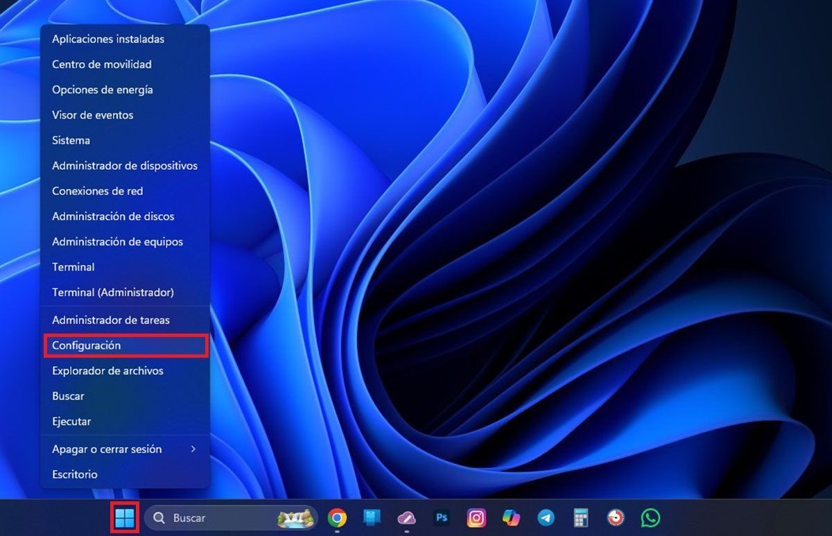 Ir a las opciones del sistema en Windows 11