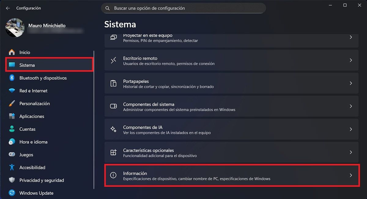 Entrar en la información del sistema Windows 11