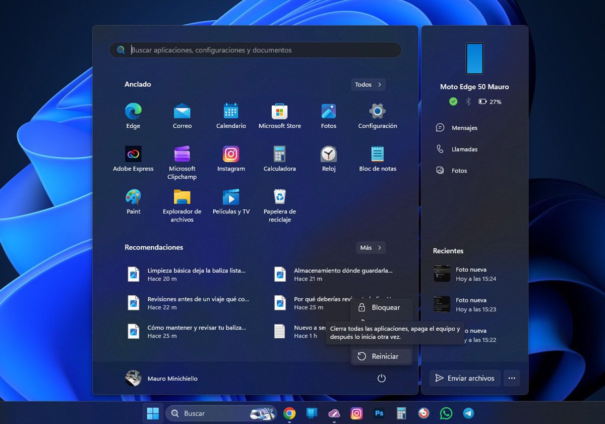 Reiniciar Windows 11 para mejorar el funcionamiento del PC