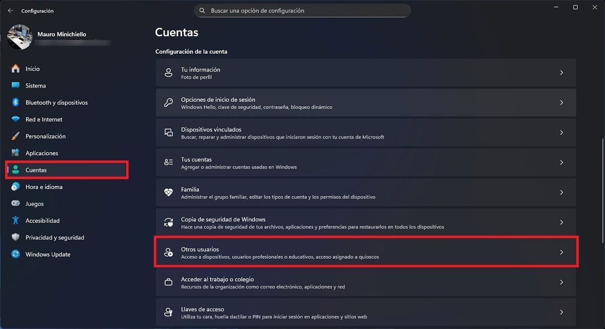 Ver usuarios en Windows 11