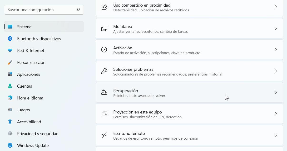 Restaurar sistema en Windows 11