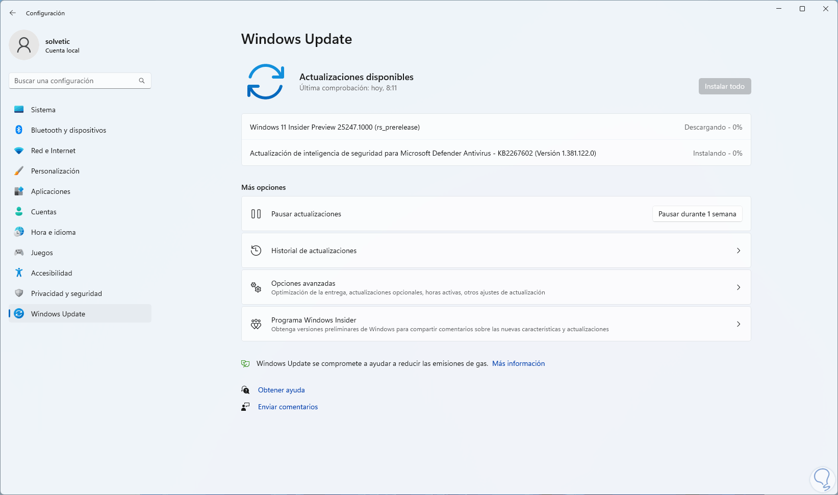 Windows Update actualizando controladores de audio Windows Update actualizando controladores de audio