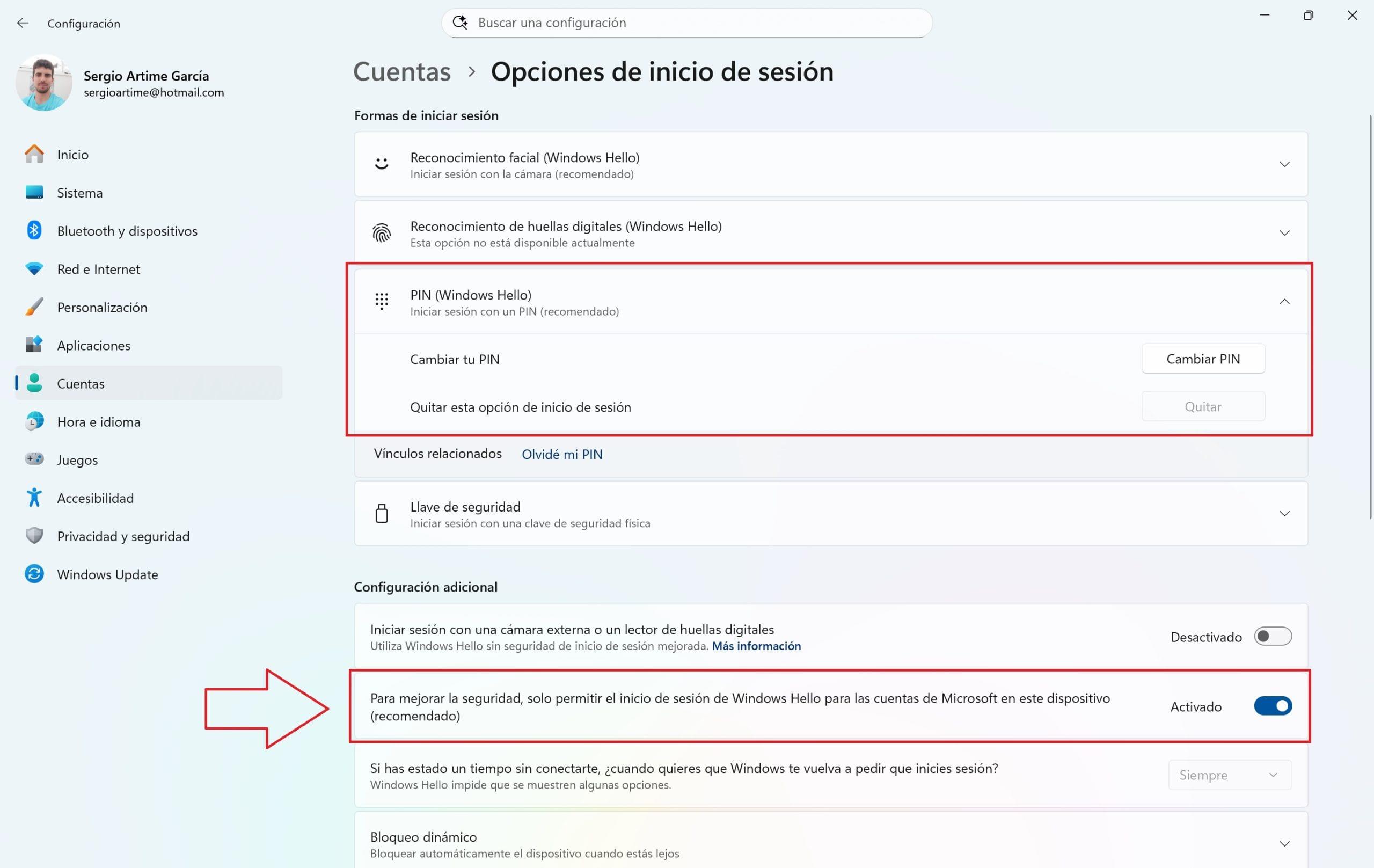 Opciones de seguridad en Windows 11