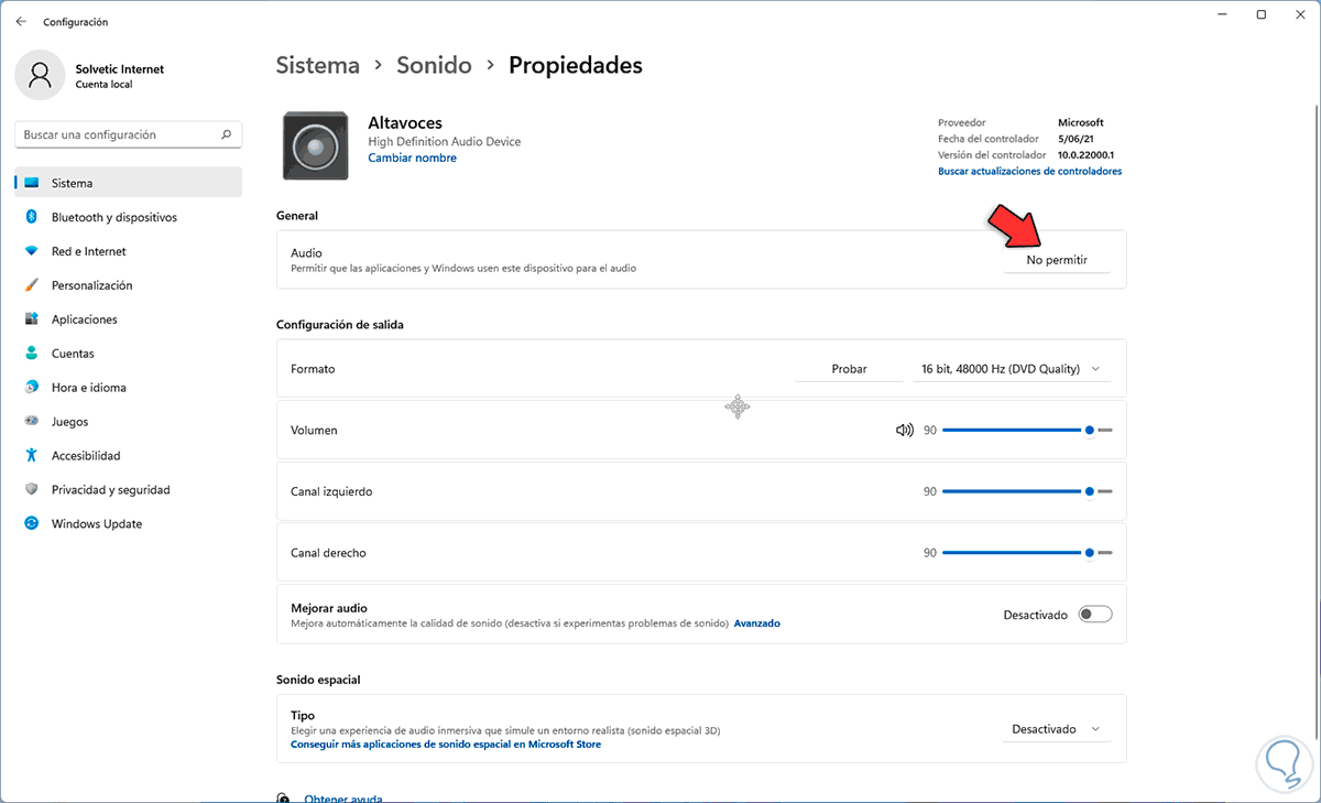 Configuración de sonido de Windows 11 Configuración de sonido de Windows 11