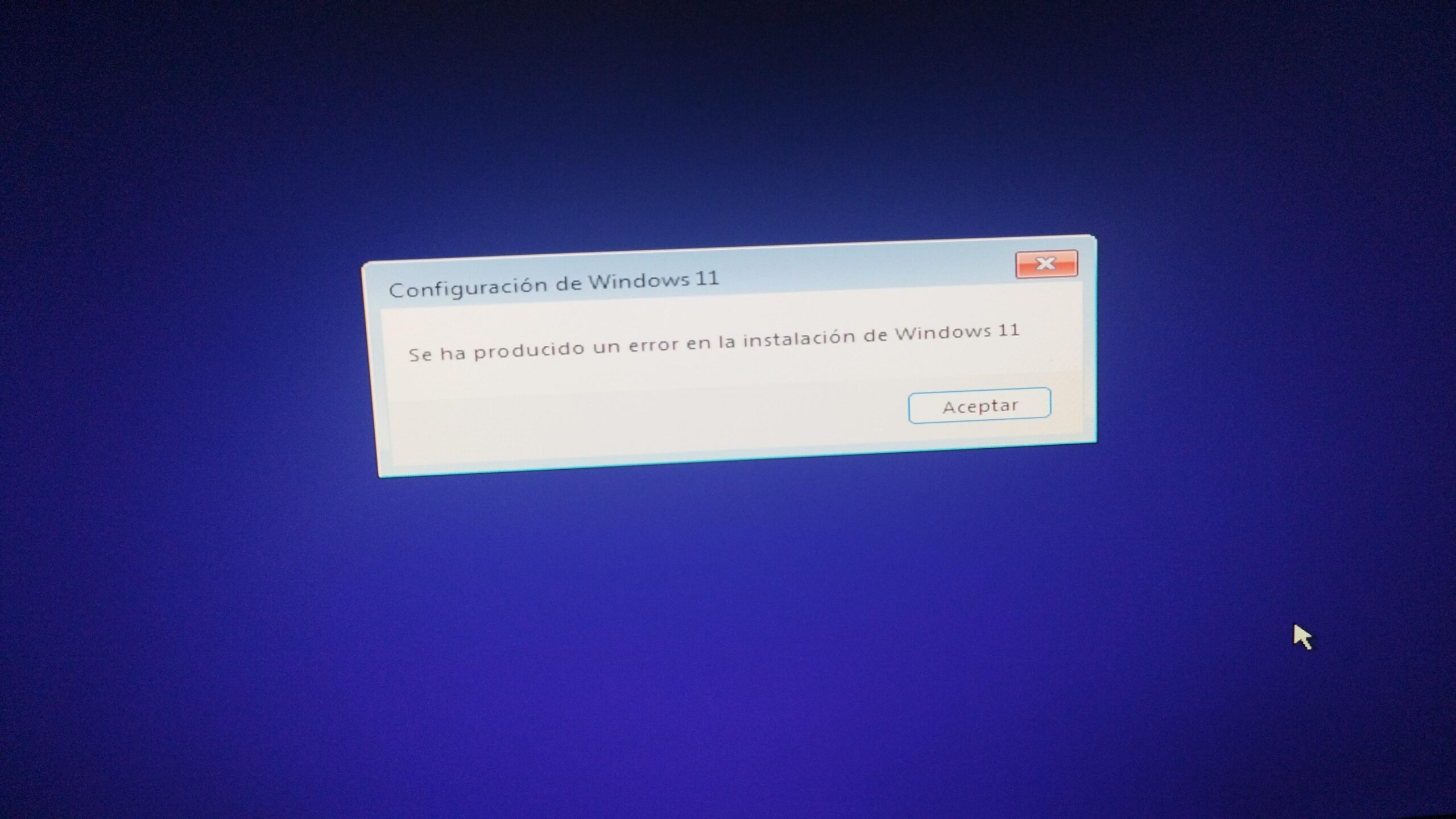 Error al instalar Windows 11
