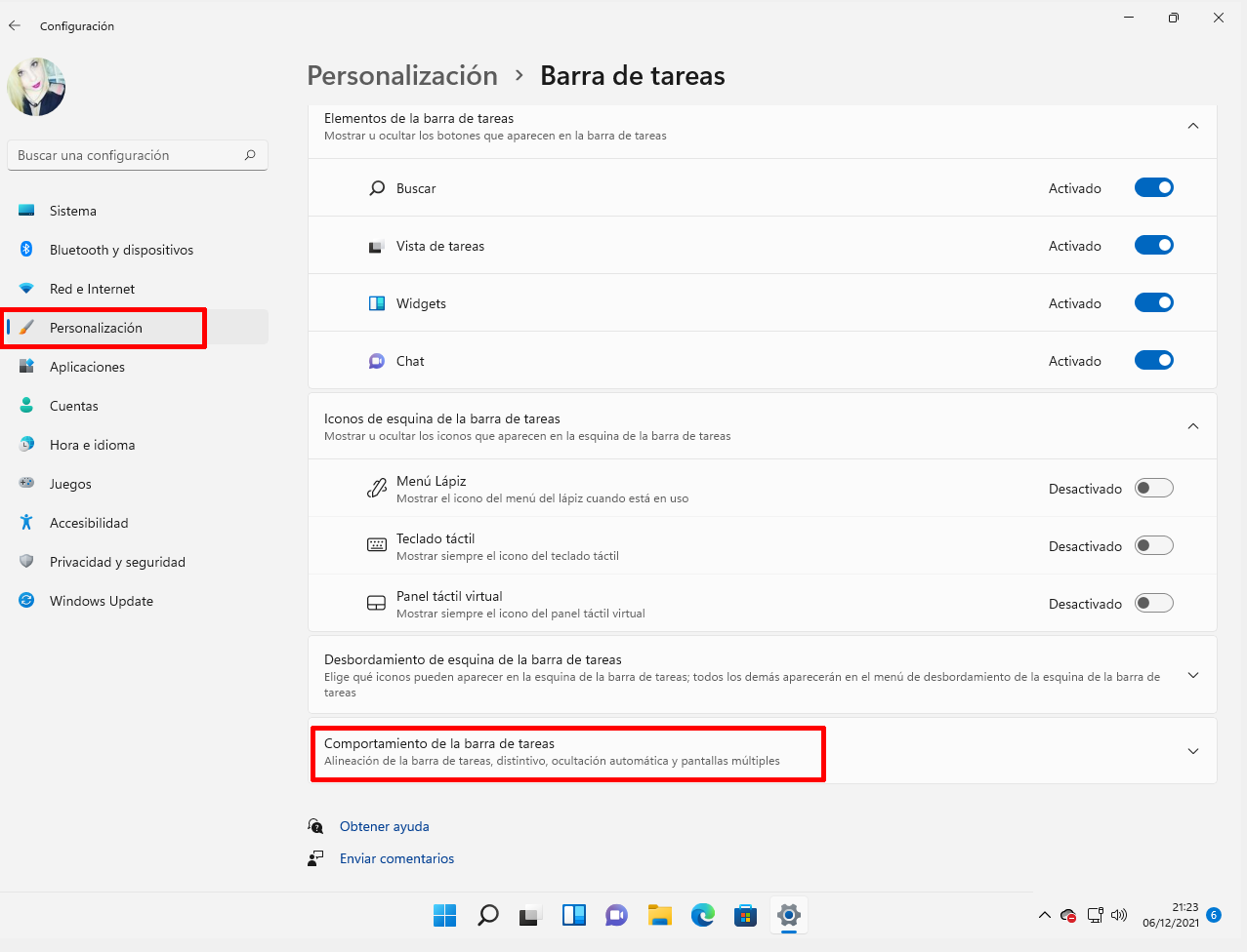 Ocultar barra de tareas Windows 11