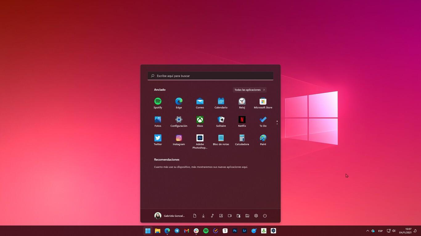 Fondo, colores y elementos de escritorio en Windows 11