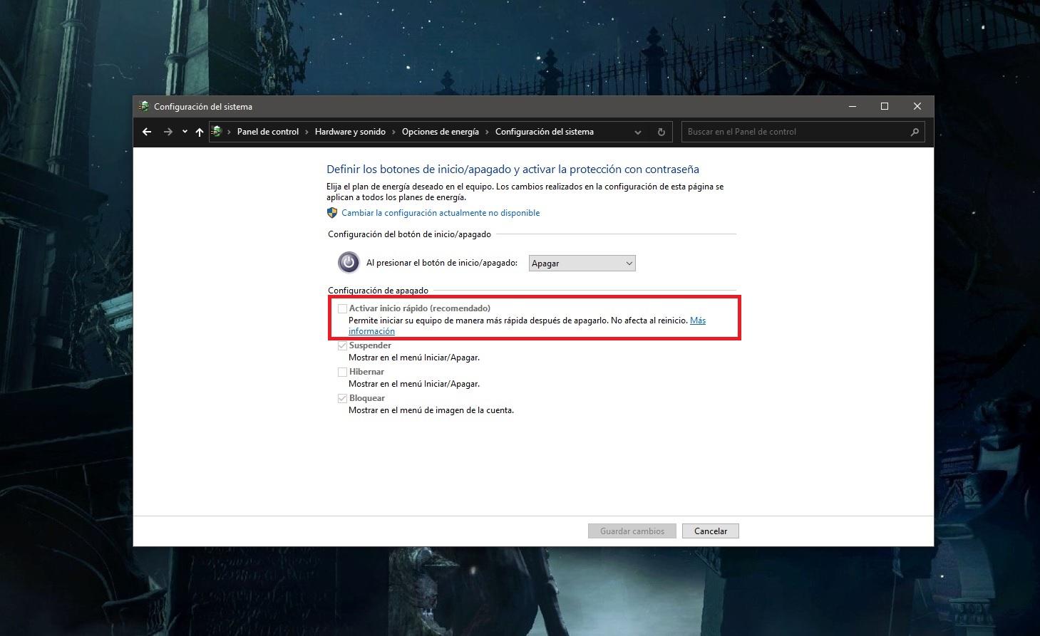 funcionamiento del inicio rápido de Windows