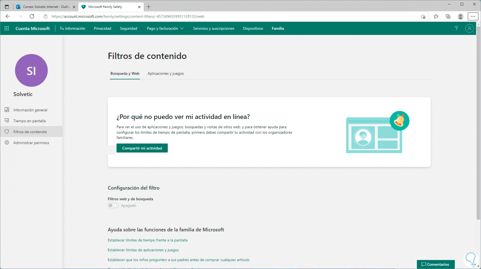 Control parental en Windows 11