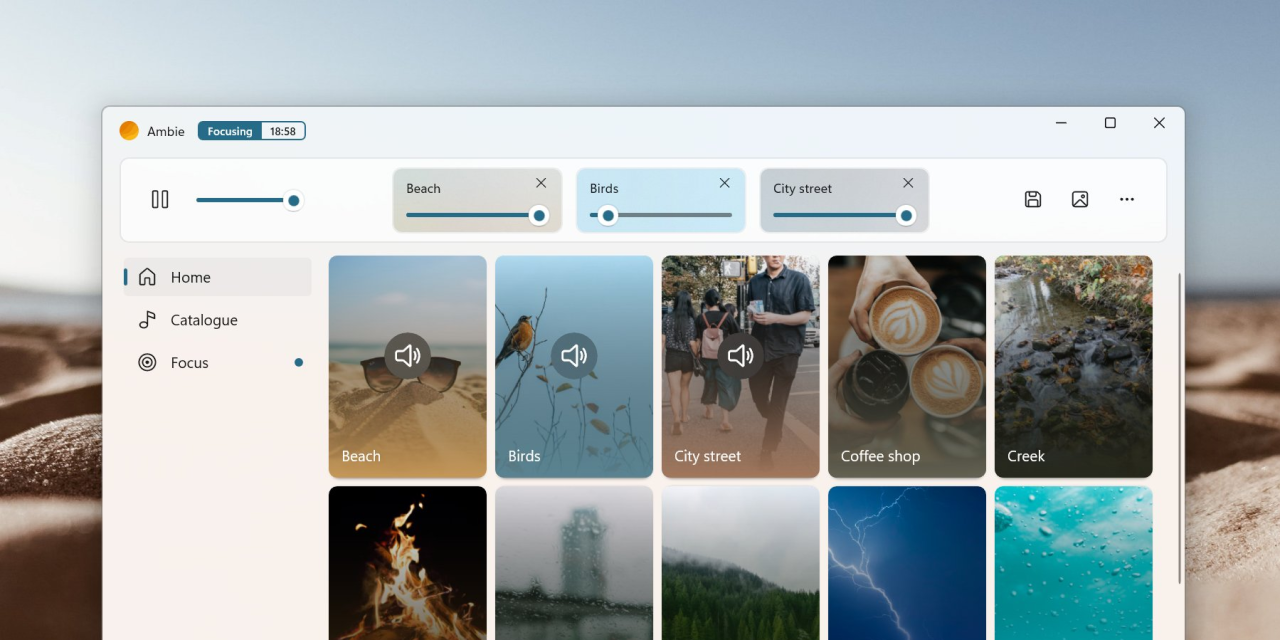 Ambie White Noise para Windows 11